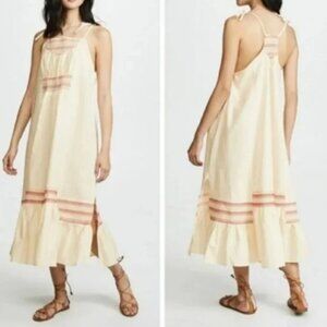 NWT Free People Another Love Smocked Midi Linen + Cotton Dress, size L
